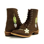 Bota Coturno Carrapeta Unissex Bico Quadrado Couro Legítimo Crazy Horse Café