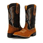 Bota Texana Country Masculina Couro Bovino Legítimo Floater Café e Nobuck Camel