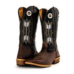 Bota Texana Carrapeta Couro Legítimo Cor Tubarão Café e Mustang Verde
