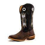 Bota Texana Carrapeta Couro Legítimo Cor Tubarão Café e Mustang Verde