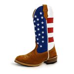 Bota Texana Masculina Couro Legítimo Nobuck Castor e Bandeira Estados Unidos Salto Carrapeta