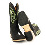 Bota Exótica Texana Masculina Couro Original de Arraia e Crazy Horse Preto Salto Carrapeta