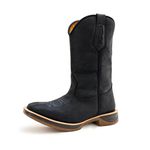 Bota Texana Masculina Couro Legítimo Crazy Horse Preto Solado Jump
