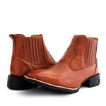 Botina Country Masculina Bico Quadrado Couro Legítimo Latego Pinhão Copia