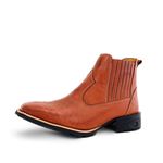 Botina Country Masculina Bico Quadrado Couro Legítimo Latego Pinhão Copia