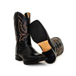 Bota Texana Masculina Cano Padrão Couro Bovino Legítimo Jacaré Envelhecido Preto e Látego Preto Solado Preto