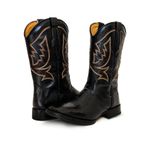 Bota Texana Masculina Cano Padrão Couro Bovino Legítimo Jacaré Envelhecido Preto e Látego Preto Solado Preto