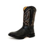 Bota Texana Masculina Cano Padrão Couro Bovino Legítimo Jacaré Envelhecido Preto e Látego Preto Solado Preto