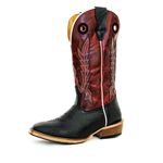 Bota Texana Masculina Salto Carrapeta Couro Bovino Legítimo Tubarão Preto e Fóssil Vinho