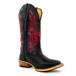 Bota Texana Masculina Couro Legítimo Bovino Tubarão Preto e Látego Preto Fenix Salto Carrapeta