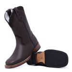 Bota Texana Country Feminina Couro Bovino Legítimo Látego Café Lisa
