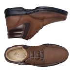 Bota Ortopédica Masculino em Couro Legítimo com Cadarço e Elástico Laterais - Oliva
