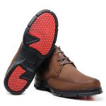 Bota Ortopédica Masculino em Couro Legítimo com Cadarço e Elástico Laterais - Oliva