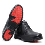 Bota Ortopédica Masculina em Couro Palmilha Anatômica Cadarço e Elástico - Preto