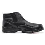 Bota Ortopédica Masculina em Couro Palmilha Anatômica Cadarço e Elástico - Preto