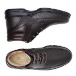 Bota Ortopédica Masculino em Couro Legítimo com Cadarço e Elástico Laterais - Café