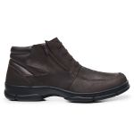 Bota Ortopédica Masculina em Couro Palmilha Anatômica com Zíper e Cadarço de Elástico - Café