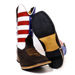 Bota Texana Masculina Cano Padrão Couro Legítimo Bovino Crazy Horse Tabaco e Cano EUA Solado Couro Reto 