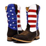 Bota Texana Masculina Cano Padrão Couro Legítimo Bovino Crazy Horse Tabaco e Cano EUA Solado Couro Reto 