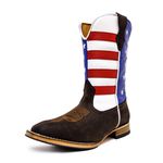 Bota Texana Masculina Cano Padrão Couro Legítimo Bovino Crazy Horse Tabaco e Cano EUA Solado Couro Reto 