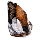 Bota Texana Masculina Bico Fino Couro Bovino Legítimo Anaconda PB e Mustang Preto Bordado Real 