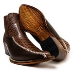 Botina Country Masculina Bico Fino Couro Bovino Legítimo Floater Preto e Anaconda Nescau