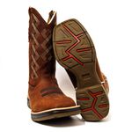 Bota Texana Masculina Cano Padrão Couro Legítimo Crazy Horse Sela Bordado Geométrico Solado Jump