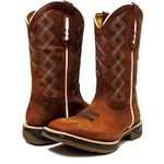 Bota Texana Masculina Cano Padrão Couro Legítimo Crazy Horse Sela Bordado Geométrico Solado Jump