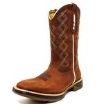 Bota Texana Masculina Cano Padrão Couro Legítimo Crazy Horse Sela Bordado Geométrico Solado Jump