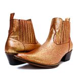 Botina Country Masculina Bico Fino Couro Bovino Legítimo Snaker Camaleão