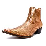 Botina Country Masculina Bico Fino Couro Bovino Legítimo Snaker Camaleão