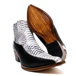 Botina Country Masculina Bico Fino Couro Bovino Legítimo Floater Preto e Anaconda Pb