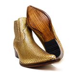 Botina Country Masculina Bico Fino Couro Bovino Legítimo Snaker Dourado