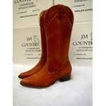 Bota Texana Feminina Country Couro Legítimo Crazy Horse Sela Bordado Correntinha