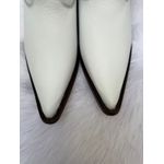 Botina Country Masculina Bico Fino Couro Bovino Floater Branco Solado Vira Inteira