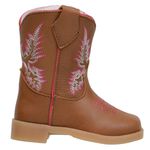 Bota Texana Baby Couro Legítimo Bico Quadrado Castor Rosa