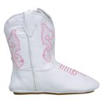 Bota Texana Baby Country Couro Branco e Bordado Rosa