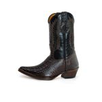 Bota Texana Masculina Bico Fino Couro Bovino Legítimo Jacaré Envelhecido Café e Mustang Preto Vira Inteira