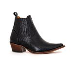 Botina Country Masculina Bico Fino Couro Bovino Legítimo Dubai Jácaré Envelhecido Preto