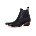 Botina Country Masculina Bico Fino Couro Bovino Legítimo Dubai Jácaré Envelhecido Preto