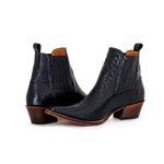 Botina Country Masculina Bico Fino Couro Bovino Legítimo Dubai Jácaré Envelhecido Preto