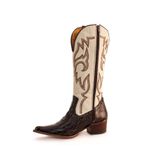 Bota Texana Feminina Country Couro Legítimo Floater Marfim e Dubai Café 
