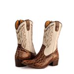 Bota Texana Feminina Cano Médio Couro Legítimo Bovino Dubai Chocolate e Floater Marfim