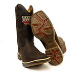 Bota Texana Masculina Couro Legítimo Mustang Café Solado Jump Bordado USA 