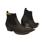 Botina Country Masculina Cano Curto Couro Legítimo Nobuck Preto Platinado 