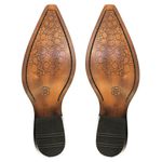 Bota Texana Bico Fino Country Masculina Couro Floater Café Bordado Arame
