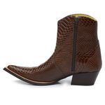 Botina Country Masculina Bico Fino Couro Legítimo Bovino Anaconda Nescau Com Zíper