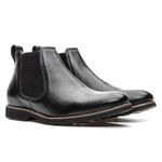 Botina Chelsea Floater Preto Masculina Couro Solado Borracha Gel 