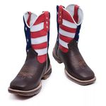Bota Texana Country Couro Legítimo Solado Jump Bico Quadrado Bandeira EUA