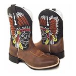 Bota Texana Country Couro Legítimo Bico Quadrado Solado de Borracha Couro Nobuck Café Mustang Marron